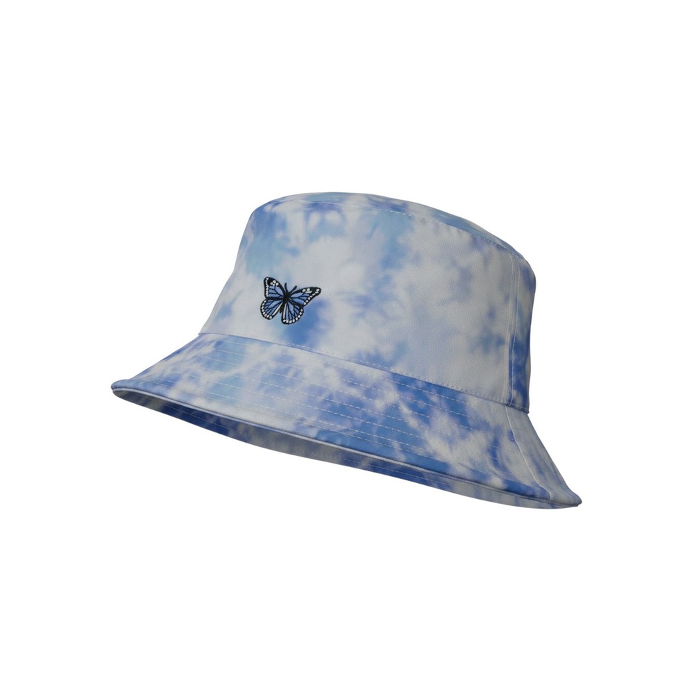 Claire's Bucket Hat Girls OS Blue Like Tie Dye Butterfly Embroidered